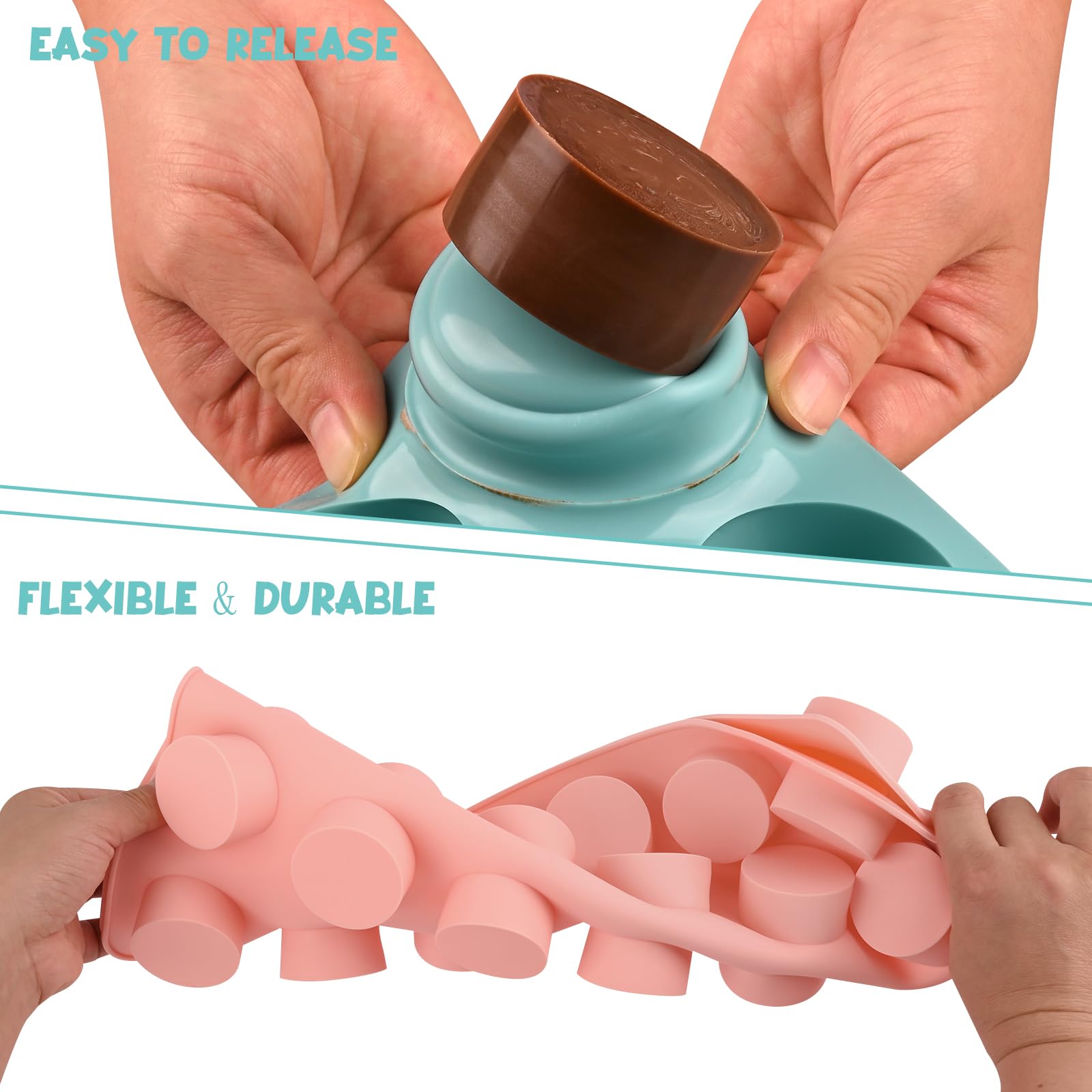 Actvty Cake Puck Mold Set, Chocolate Covered Cake Silicone Molds, 24-Cavity Round Cake Pop Molds With 2 Spatulas For Diy Cake Co